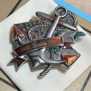 Vintage Gucci Anchor enamel belt buckle